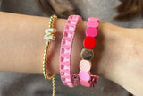 Set of 3 - Scarlet Glow Stack - Gem, Gold Pop Initial & Candy Bracelet