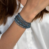 Blue Smoke Crystals Beaded Bracelet with Magnetic Closure