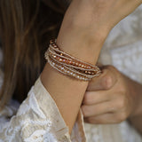 Champagne Crystals Beaded Bracelet with Magnetic Closure