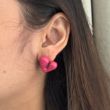 Pink Bubble Heart Studs