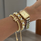 Set of 2 - Luna Link Bracelet & Gold Pop Initial Bracelet