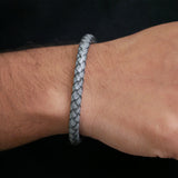 Ashen Slate Woven Leather Bracelet