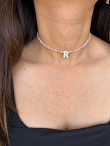 Pearl Glass Initial Beaded Choker