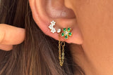 S925 Green Flower Stud