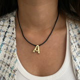 Gold Chunky Initial with Black Thread