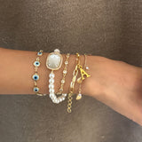 Evil Eye Charmstone Wrap Bracelet with Initial