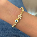 Gold Pop Evil Eye Bracelet with Initial