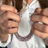 Dreamy Lilac Crystals Beaded Bracelet with Magnetic Closure