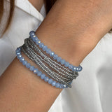 Frosted Periwinkle Crystals Beaded Bracelet with Magnetic Closure