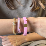 Set of 3 - Cotton Candy Stack - Halo, Gold Pop Initial & Candy Bracelet