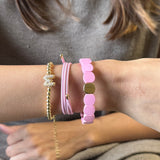 Set of 3 - Cotton Candy Stack - Halo, Gold Pop Initial & Candy Bracelet