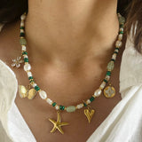 Green & Gold Charm Necklace