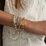 Coral Dreamscape Wrap Bracelet with Initial