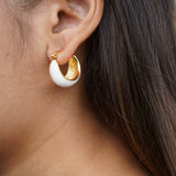 Pearl White Enamel Hoops