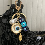 Pearl & Evil Eye Bag Charm