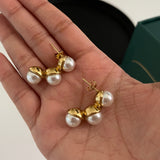 Pearl Half Hoops