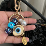 Pearl & Evil Eye Bag Charm