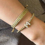 Set of 2 - Golden Knot Stack - Halo and Gold Pop Initial Bracelet