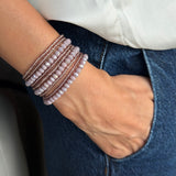 Dreamy Lilac Crystals Beaded Bracelet with Magnetic Closure