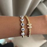 Set of 2 - Gold Pop Initial Bracelet & Gold Pop Name Bracelet