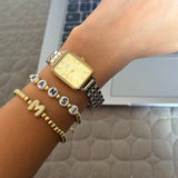 Set of 2 - Gold Pop Initial Bracelet & Gold Pop Name Bracelet