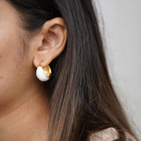 Pearl White Enamel Hoops