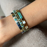 Set of 3 - Turquoise Gold Tila Bracelets
