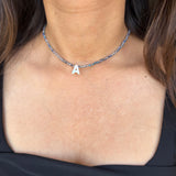 Pearl Glass Initial Beaded Choker
