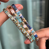 Set of 3 - Turquoise Gold Tila Bracelets