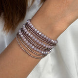 Dreamy Lilac Crystals Beaded Bracelet with Magnetic Closure