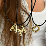 Gold Chunky Initial with Black Thread