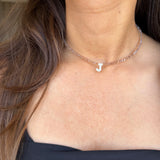 Pearl Glass Initial Beaded Choker