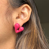 Pink Bubble Heart Studs