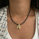 Gold Chunky Initial with Black Thread