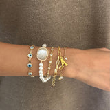 Evil Eye Charmstone Wrap Bracelet with Initial