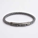 Ashen Slate Woven Leather Bracelet