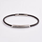 Noir Braided Leather Bar Bracelet