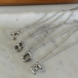 Chunky Initial Statement Necklace - Gold/Silver