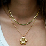 Statement Flower Necklace with Snake Chain