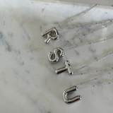 Chunky Initial Statement Necklace - Gold/Silver