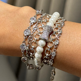 Oceanic Silver Pearl Wrap Bracelet