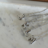 Chunky Initial Statement Necklace - Gold/Silver