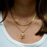 Sunflower Necklace with Snake Chain