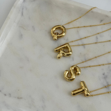 Chunky Initial Statement Necklace - Gold/Silver