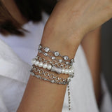 Oceanic Silver Pearl Wrap Bracelet