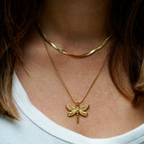 Dragonfly necklace with Snake Chain