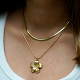 Statement Flower Necklace with Snake Chain