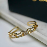 Gold Double Link Studded Cuff