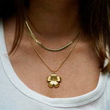 Statement Flower Necklace with Snake Chain