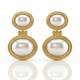 Oval Double Pearl Earrings